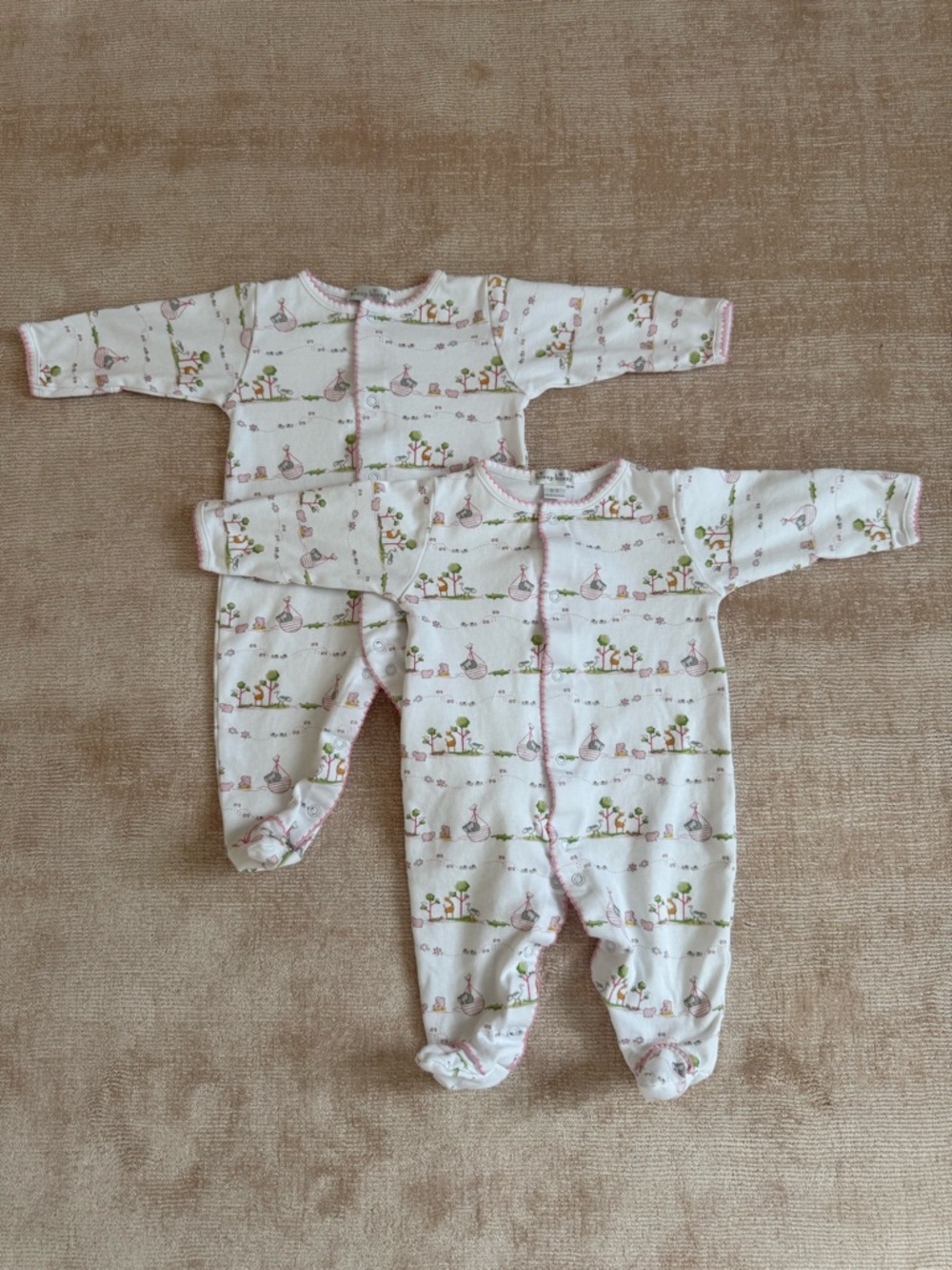 KISSY KISSY Pink Noah's Print Footie set of two